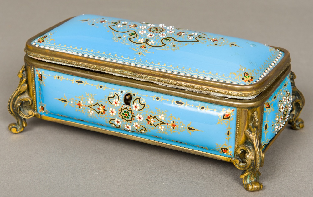 A 19th century French enamel decorated casket Of domed hinged form,