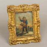 CONTINENTAL SCHOOL (19th century) Street Vendor Oil on copper, framed. 11.5 x 15.5 cm.