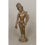 An antique Indian bronze figure of the Hindu God Shiva Modelled standing wearing an elaborate