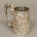 A 19th century Chinese silver tankard Of spreading form,