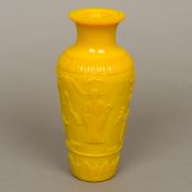 A large yellow ground Peking glass vase