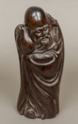 A Chinese carved rosewood figure of Shao