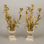 A pair of gilt bronze and rock crystal c