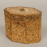 A George III rolled paper tea caddy Of octagonal section, with each panel typically decorated,
