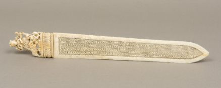 A 19th century Indian carved ivory page