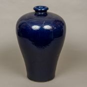 A large Chinese blue ground Meiping vase