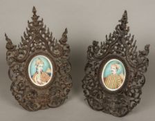 A pair of 19th century finely painted Indian miniatures on ivory Probably depicting a Maharaja and