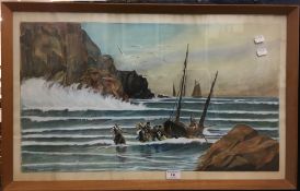 Harbour,oil, indistinctly signed ANTIONI,