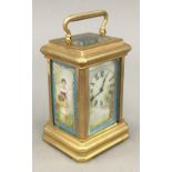 A Sevres style miniature carriage clock