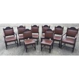 A set of eight carved oak barley twist dining chairs