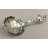A Dutch silver caddy spoon