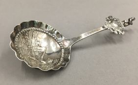 A Dutch silver caddy spoon