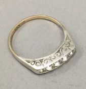 A 9 ct gold and silver five stone ring