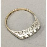 A 9 ct gold and silver five stone ring