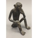 A 19th century Indian bronze figure of a monkey