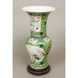 An 18th/19th century Chinese porcelain famille verte porcelain Yan-Yan vase, of typical form,