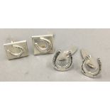Two pairs of silver horseshoe cufflinks