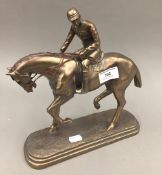 A horse and jockey model