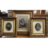 Three gilt framed decorative fashion prints