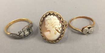 A 9 ct gold cameo ring,