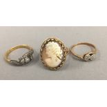 A 9 ct gold cameo ring,