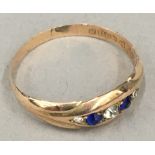 A 9 ct gold sapphire ring (1.