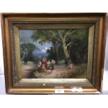 Attributed to JOSEPH HOLLOR, Figures in a Wooded Landscape, oil on board,