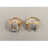 Two gold horseshoe rings