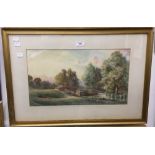 A KEMP TEBBY, The Bridge at Beeleigh, Essex, watercolour, signed,