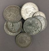 A bag of various silver coins