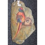 A painting of a Japanese pheasant on Chinese slate