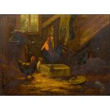 JOHAN LODEWIJK VAN LEEMPUTTEN (1840-1910) Belgian Chickens in a Barn Oil on panel,