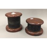 Two vintage ribbon spools