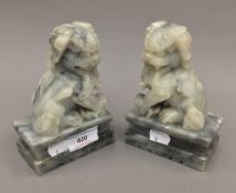 A pair of soapstone dogs-of-fo