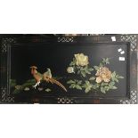A Chinese hardstone inset chinoiserie decorated folding coffee table