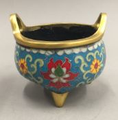 A cloisonne bronze censer