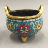 A cloisonne bronze censer