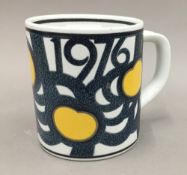 A Royal Copenhagen silver mounted ceramic mug