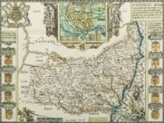 After JOHN SPEED (1552-1629) English Suffolke Described and Divided into Hundredths Coloured print,