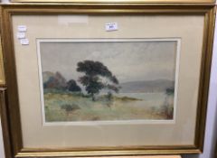 J VARLEY Junior, Figures in an Oriental Riverscape, watercolour, signed,