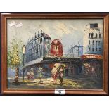 Parisian Scene, Moulin Rouge, oil on board,