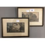 Two small Cambridge etchings