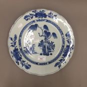 An 18th century Chinese blue and white porcelain plate.