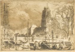 ANTHONY RAINE BARKER (1880-1963) British (AR) Dortrecht; and Barges at Haarlem Etchings,