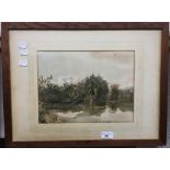 Attributed to THOMAS CHURCHYARD, Lake Landscape, watercolour,