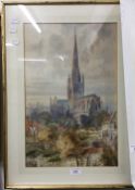 A STONE, Norwich Cathedral, watercolour, signed,