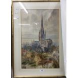 A STONE, Norwich Cathedral, watercolour, signed,
