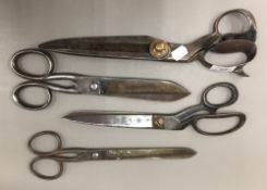 Four pairs of tailors shears/scissors