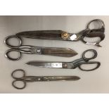 Four pairs of tailors shears/scissors