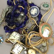 A quantity of costume jewellery, watches, etc.